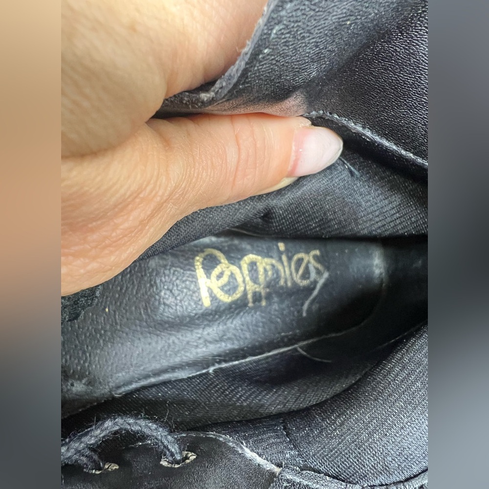 VTG Poppies Black Leather Witchy Granny Leather - Picture 8 of 10